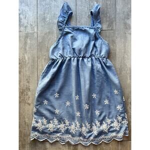 HEART AND ARROW Chambray Embroidered Ruffle Boutique Party Summer Sundress 6 6X